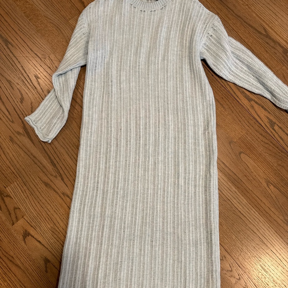 Light Gray Ribbed Knit Dress